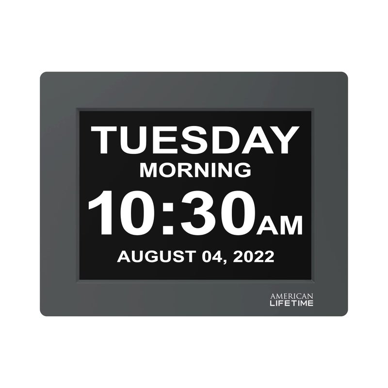 American Lifetime ?New 2024? Dementia Clock Large Digital Clock for Seniors  Digital Clock Large Display with Custom Alarms  Clock with Day & Date for Elderly  Large Number Digital Clock Grey - Image 2